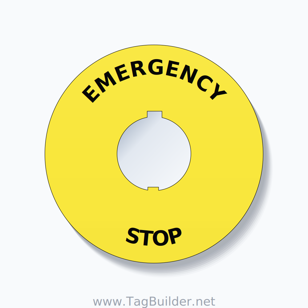 EMERGENCY STOP Arc Circle 90mm - 30mm Schneider Yellow