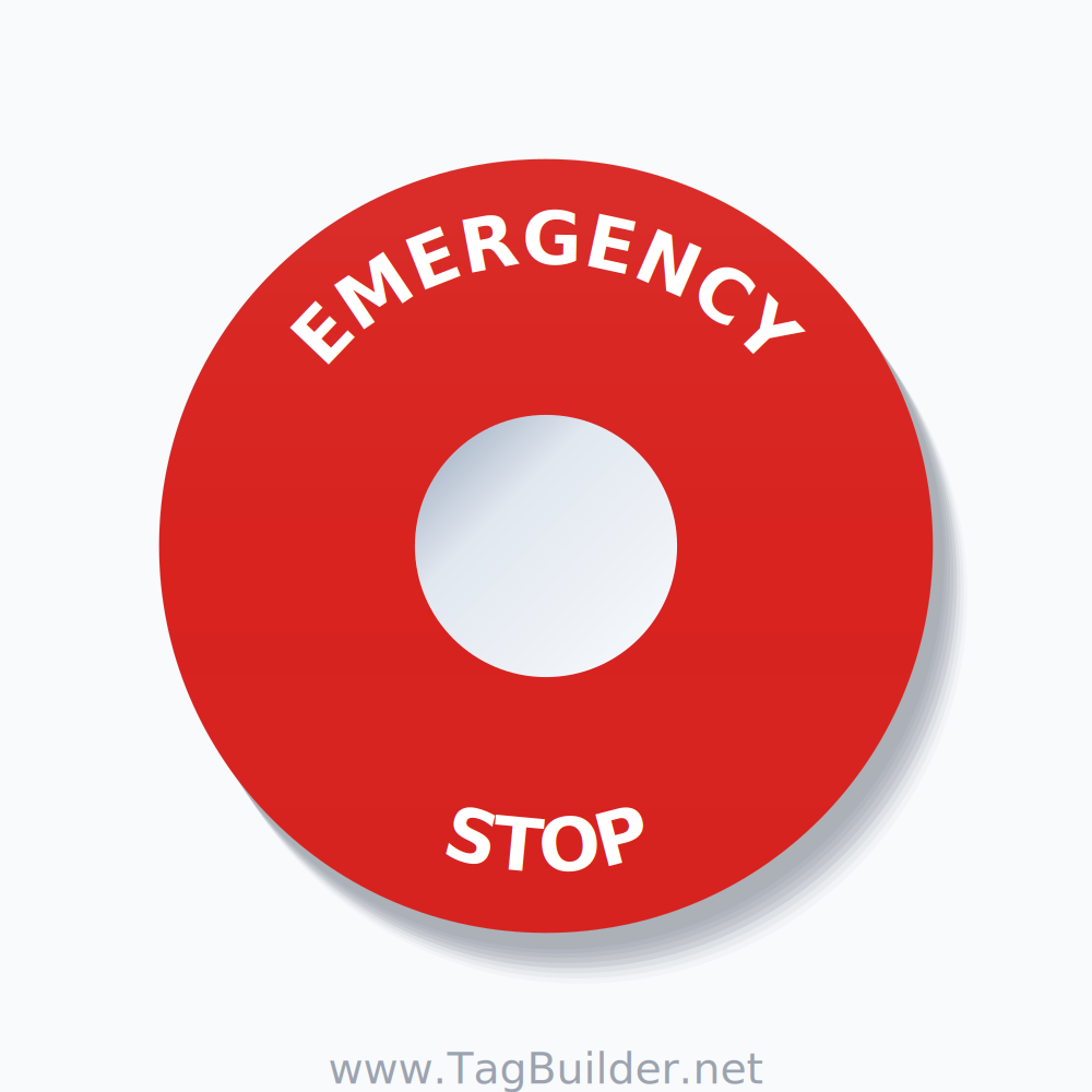 EMERGENCY STOP Arc Circle 90mm - 30mm Standard Red